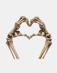 Two skeleton hands forming a heart shape