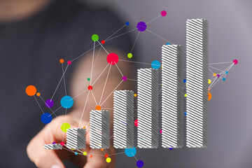 Interactive chart showing business growth, data points, and network connections. Ideal for...
