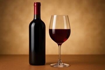 Red wine displayed in a wine bottle
