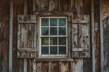 Old wooden barn window view