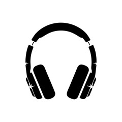 Stylized Black Headphones Silhouette &ndash; Flat Vector SVG on Transparent Background for Music App Icons, Podcast Logos, and Audio Branding in Modern Monochrome Aesthetic