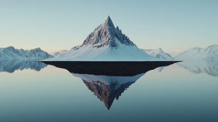 A serene mountain peak reflected in calm water, showcasing nature's beauty and tranquility.