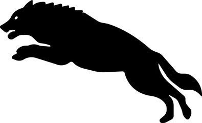 Wolf icon.A sleek, dark silhouette of a wolf standing, captured against a clean. animals illustration sign collection.
