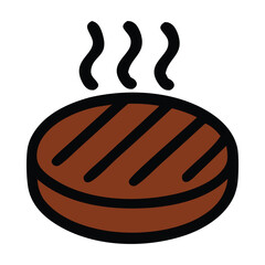 Steaming grilled burger patty with grill marks. Perfect for food blogs, restaurant menus, cooking websites, social media posts.