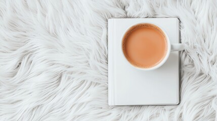 Warm cup of tea on marble table, cozy beverage scene, minimalist style with calming colors, ideal for relaxation themes.