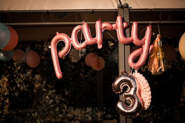 Festive '3' and 'Party' Balloon Decor in Piedmont, Italy
