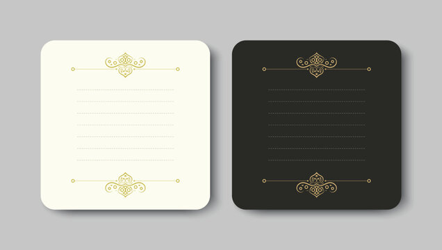 Elegant Outline Ornament Stationery Card with Line Guide and Golden Style