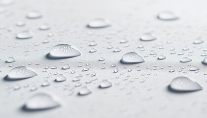 Detailed Close-Up Of A Single Water Droplet On A White Surface, Emphasizing Its Shape, Transparency, And Reflective Properties.