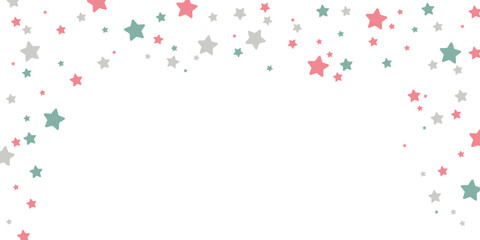Pastel falling stars overlay in pink, green and gray tones, transparent decorative background with copy space for text or photo, celestial dreamy effect for design, print and digital artwork.
