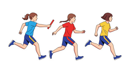 Relay Race: A dynamic illustration of children participating in a relay race. The image captures the spirit of teamwork, competition, and athletic achievement.