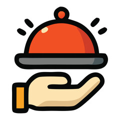 Hand holding covered platter suggests elegant meal. Suitable for food blogs, recipes, catering, event planning, and culinary industries.