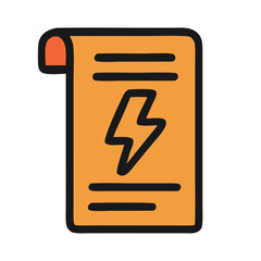 Electricity bill showing a lightning bolt symbol. Useful for presentations on power consumption, utility expenses, or ecofriendly energy solutions.