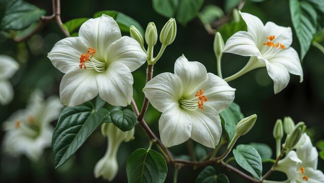 Campsis radicans flower close-up - trumpet creeper bloom - isolated flower shot