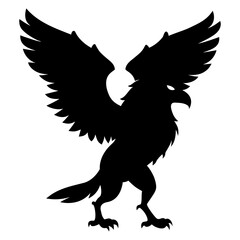 Silhouette vector art illustration of a large winged eagle