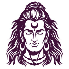 Mystical Shiva Portrait An Enigmatic Depiction of Divine Serenity and Spiritual Depth Showcasing Intricate Details and a Monochromatic Palette