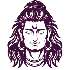 Majestic Shiva Illustration Intricate Details and Spiritual Essence Indian Mythology Art and Symbolism Divine Representation with Calm Expression and Flowing Hair