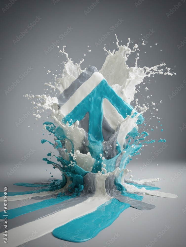 Aufkleber colorful splash of blue and white paint creating a dynamic visual effect against a gray background d