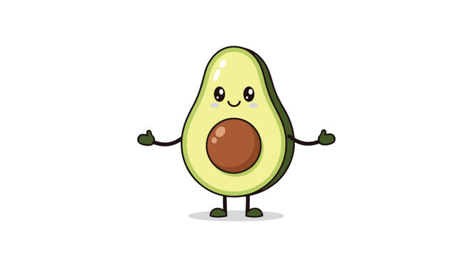 Cute animated avocado character offering a warm welcome with open arms and a friendly smile