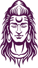 Detailed Illustration of Lord Shiva, Depicting His Meditative State, Iconic Hairstyle, and Traditional Adornments, Emphasizing Spirituality and Cultural Significance
