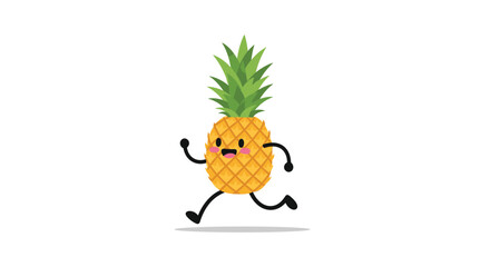 Happy running cartoon pineapple character with arms and legs having fun