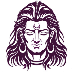 Lord Shiva Graphic Illustration Hindu Deity Spiritual Iconography Divine Power Tranquility Meditation Symbolic Representation Artistic Depiction