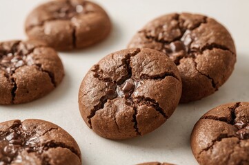 Fototapeta premium Chocolate Brown Cookies Featuring Cocoa and Round Wheat Base