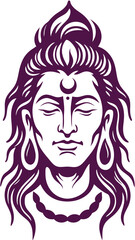 Lord Shiva Artistic Depiction Serene Face and Intricate Hairstyle Spiritual Symbolism Hindu Deity Religious Iconography Devotional Art