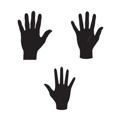 silhouette wish hand with open palm set bundle on the white background