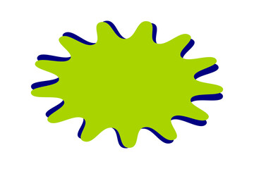 Green abstract splash badge with blue outline for creative labels, sale stickers, discount tags, and product promotion highlights