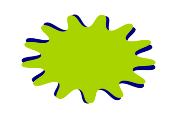 Green abstract splash badge with blue outline for creative labels, sale stickers, discount tags, and product promotion highlights