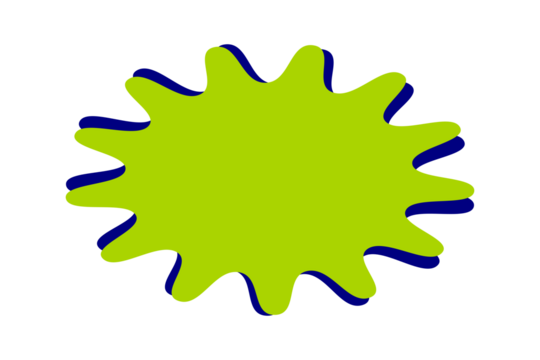 Green abstract splash badge with blue outline for creative labels, sale stickers, discount tags, and product promotion highlights