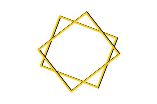 Abstract geometric overlapping square frame design in yellow and black outline for modern posters, logos, backgrounds, and branding decoration