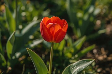 Scarlet tulip blossoms