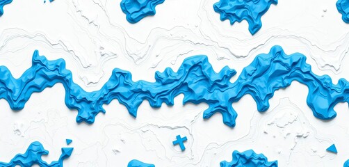 Obraz premium Abstract blue topographic map seamless pattern on textured white background , map, design