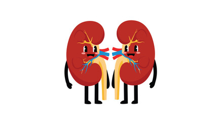 Cute kidneys smiling together showing healthy kidneys anatomy
