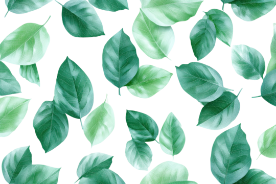 Teal and lime green leaves scattered on black background
