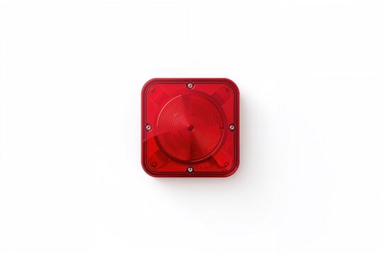 Isolated red alert light on a white backdrop