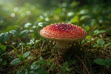 Obraz premium Scarlet fungus oozing fluid