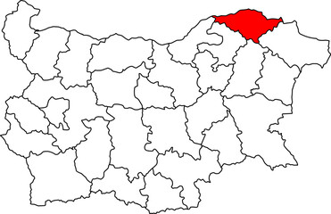 Fototapeta premium A detailed map of Bulgaria highlighting the Silistra Province. Ideal for cross-border trade, business analysis, or geographical content related to the Danube River.