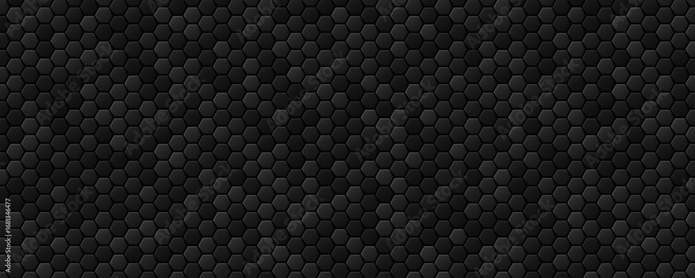 Poster abstract dark hexagons background. hi-tech geometric design with black cyber honeycomb texture for t