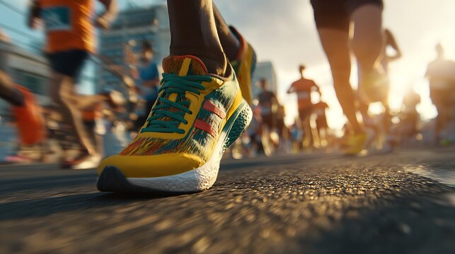 Urban Marathon runners in Motion on a City Street