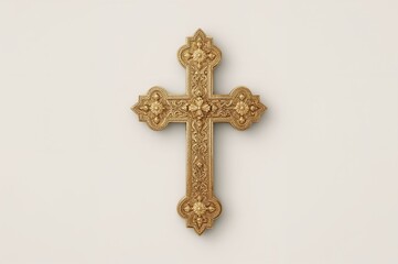 Detailed vector illustration of a golden Christian crucifix