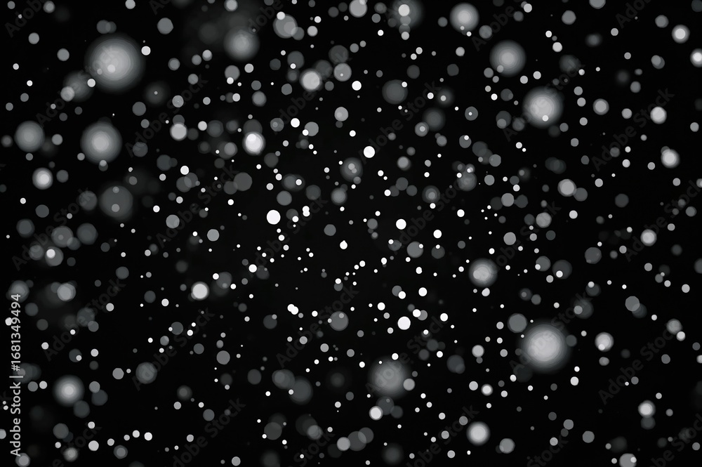 Poster authentic snowflakes descending on dark backdrop for photoshop blending effects. version 08 - slight
