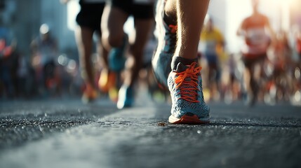 Urban Marathon runners in Motion on a City Street