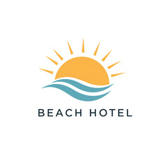 Graphic Sun Above Turquoise Waves on Transparent Background