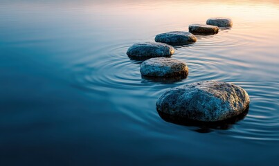 Calm stones in water, serene path