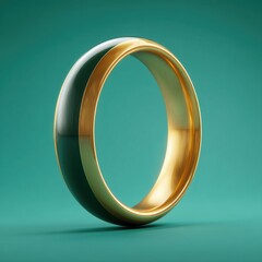Elegant Golden Ring Close-Up Shot on Teal Background for Jewelry Design and Fashion Concepts Studio Shot