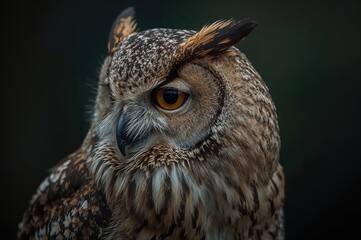 Fototapeta premium Close-up of a golden owl's face in a natural setting