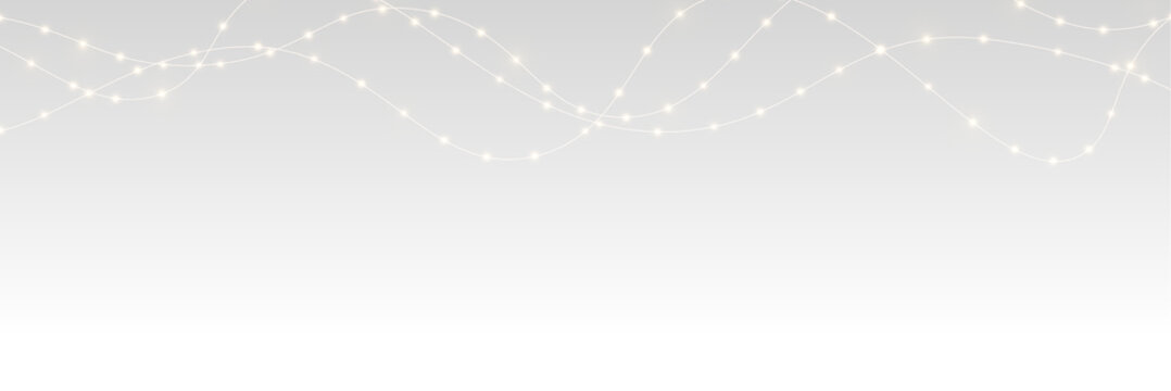 Transparent, banner, vector, gold, advertising garland holiday winter border with bright light colours. PNG PNG Overlay festive christmas party card celebration design, isolated graphic background.