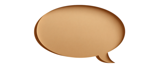 Beige speech bubble graphic
